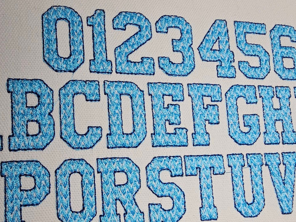 Knitted Knit Effect Light Stitch Sport Font – Embroidery 3.3" 1" 1.1" 1.5" 2" 2.3" | BX PES DST JEF | Artapli