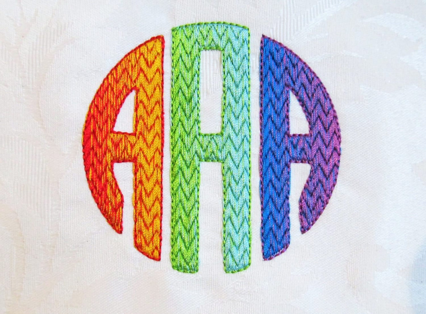 Iridescent Ombre Chevron Circle Monogram