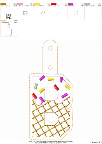 Ice Cream Cone Monogram Keychain