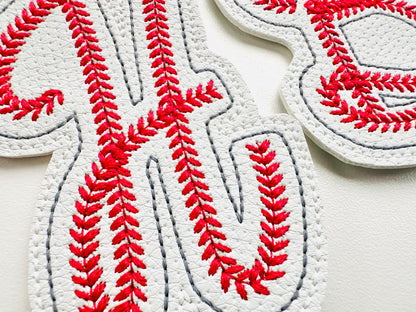 Baseball Stitch Sports Monogram Keychain