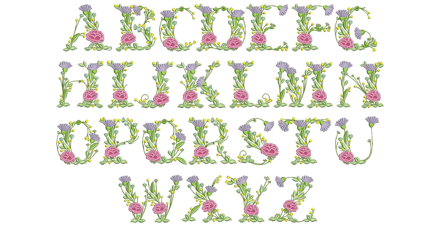 Block Floral Font Uppercase Letters
