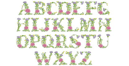 Block Floral Font Uppercase Letters