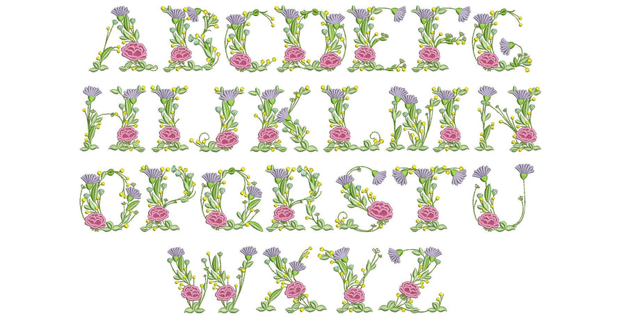 Block Floral Font Uppercase Letters