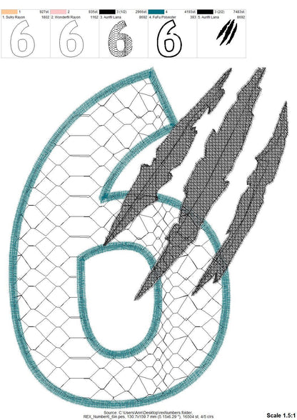 T-rex indominus dinosaur Birthday Number 6 SIX kids boy outfit Applique