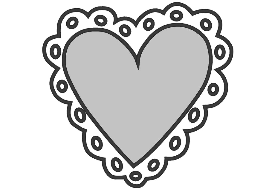 Wednesday dark style dolly old fashioned Valentine Heart Applique