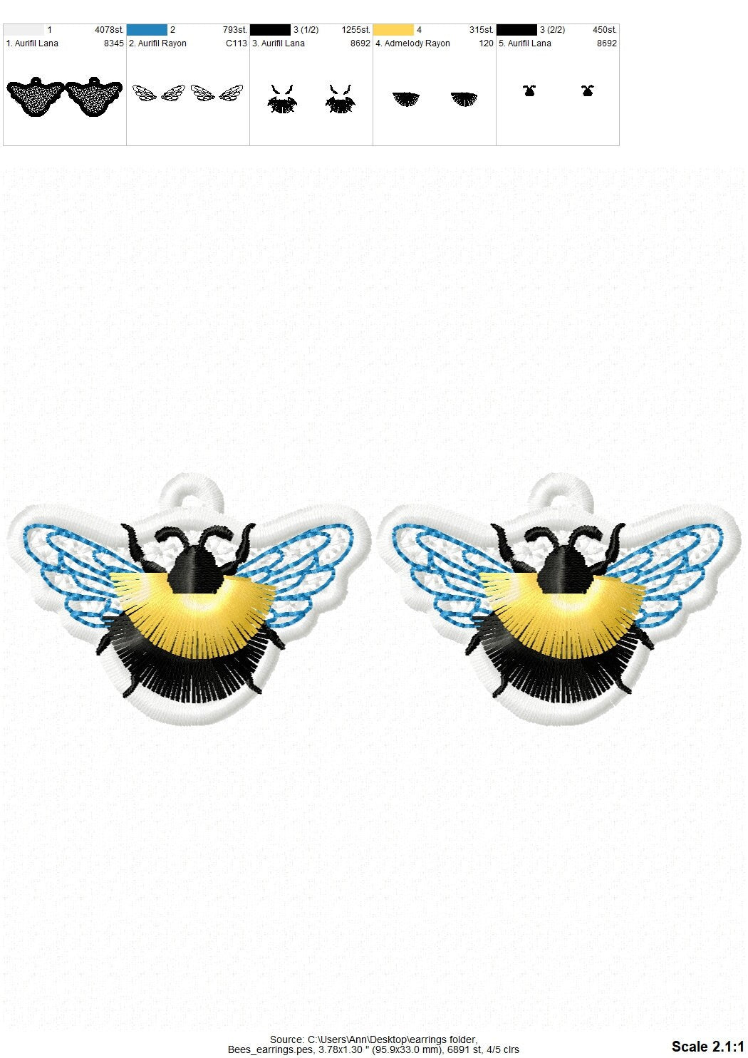 Fringed Bee Honeybee Earrings Charm