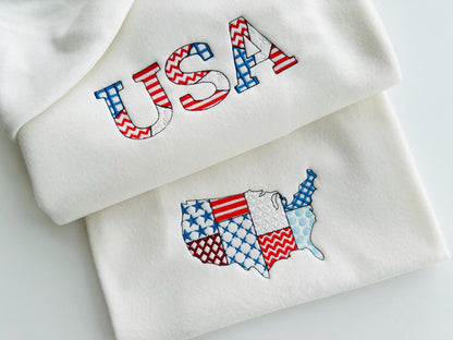 Patchwork Usa Flag Patterned Block Font
