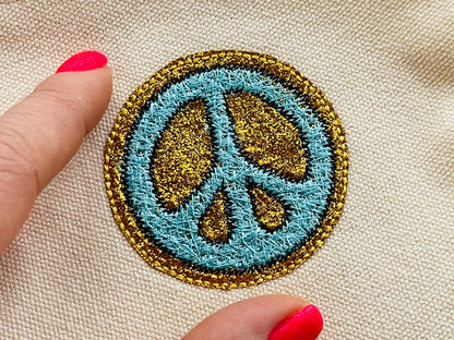 Peace Sign Faux Patch glitter HTV