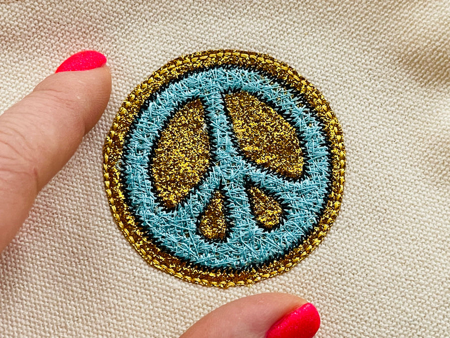 Peace Sign Faux Patch glitter HTV