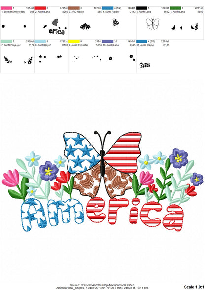 4th of July America Floral Word
