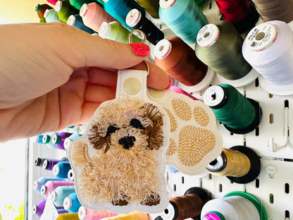 Little Dog Puppy And Paw Keychain