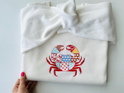 Patchwork Patterned Crab with Pincers