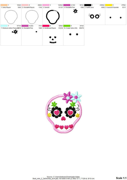 3 mini Sugar Skull Day of the Dead SET of 3