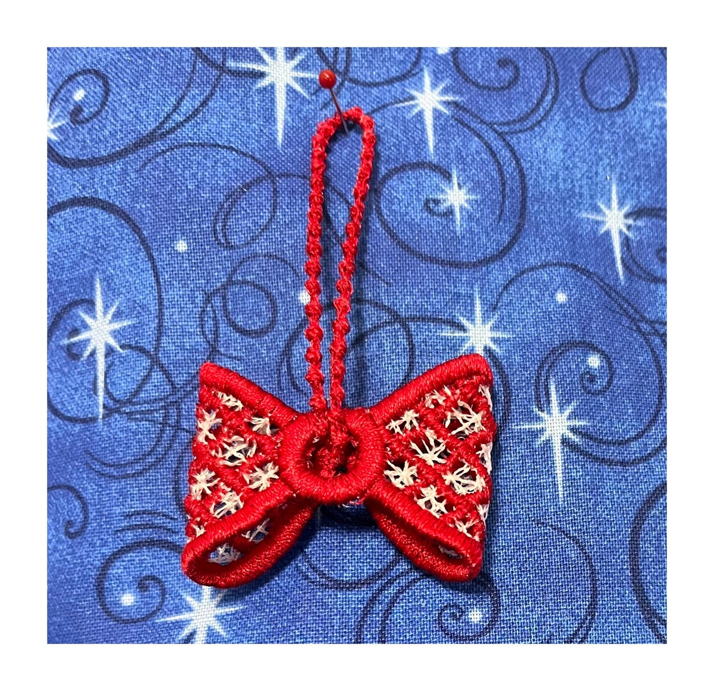 Gingham Bow Christmas Ornament Hanger