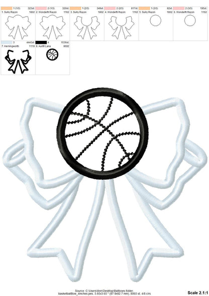 Basketball Sports Bow Applique