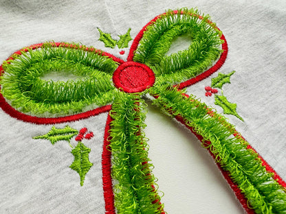 Christmas Fringed Bow Holly Berries