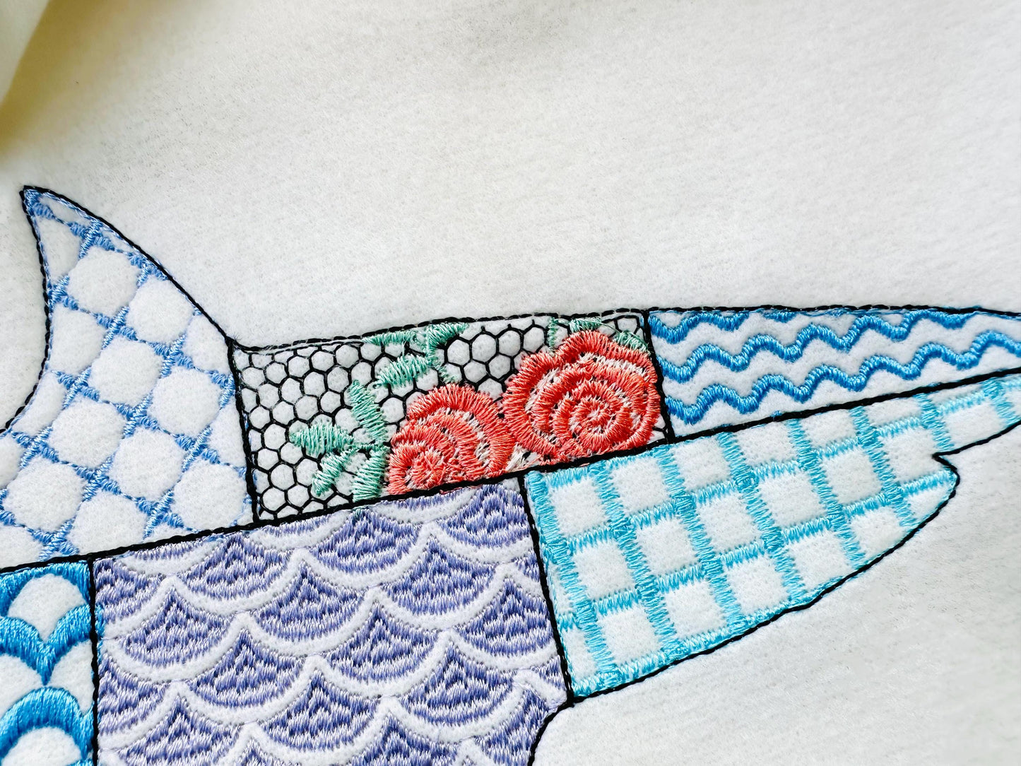 Patchwork Shark patterned sea life ocean fish animal white Shark