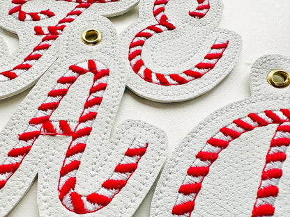 Candy Cane Monogram Keychain
