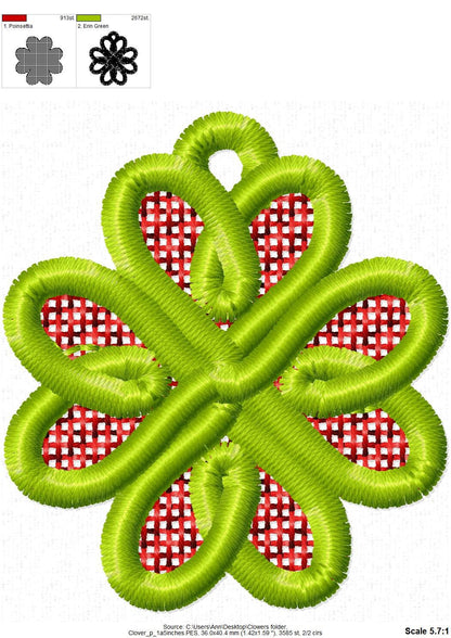 Shamrock Four Leaf Clover Charm Earrings FSL