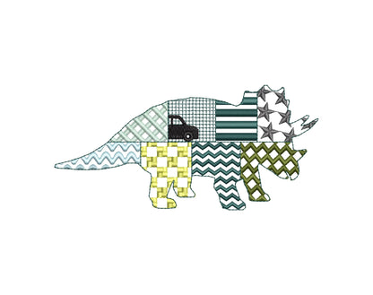Patchwork Triceratops Dinosaur Jurassic animal Dino silhouette