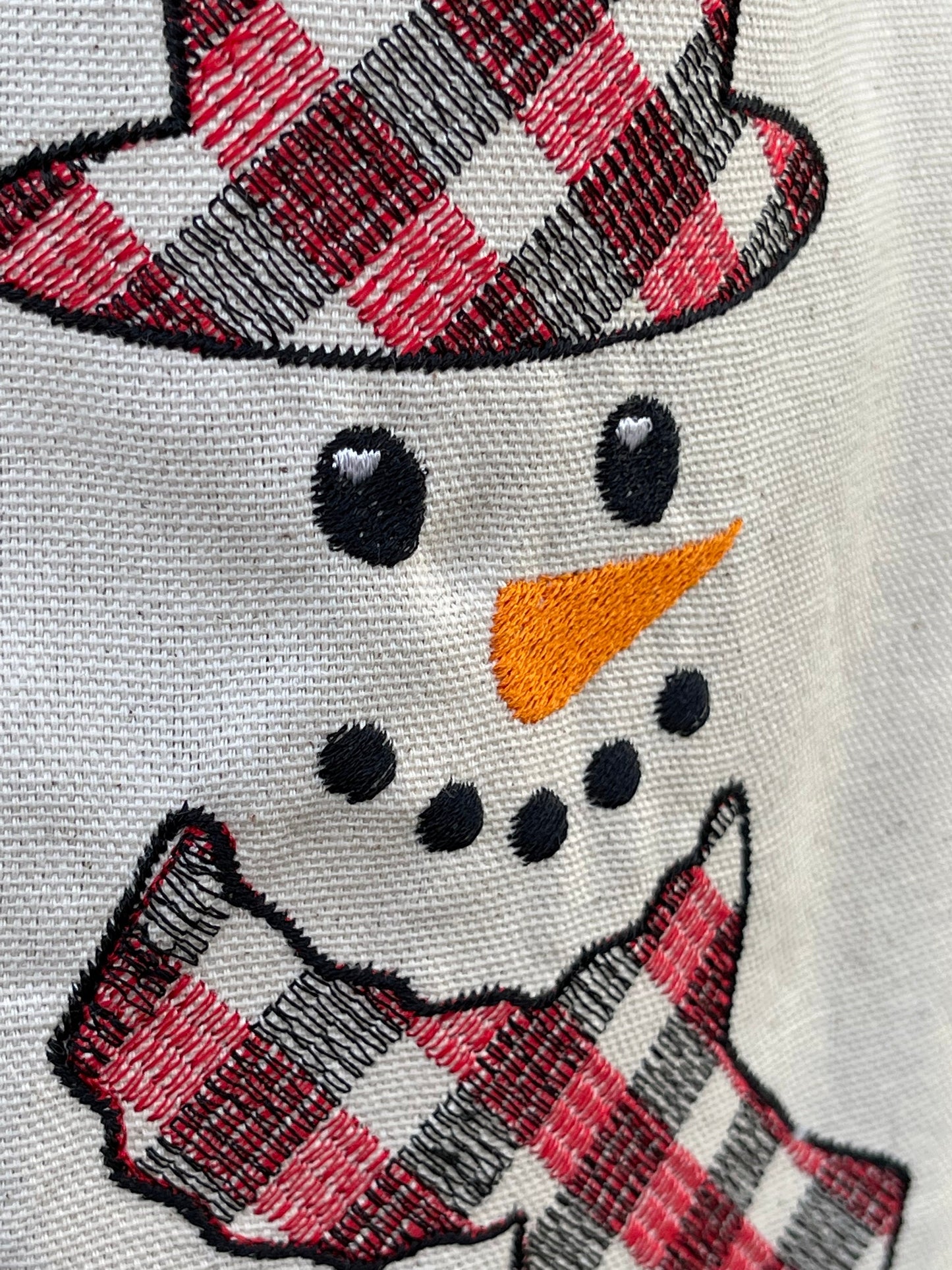 Gingham Plaid Patterned Christmas Snowman