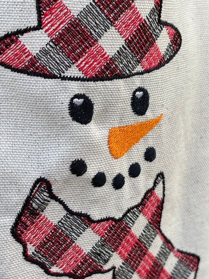 Gingham Plaid Patterned Christmas Snowman