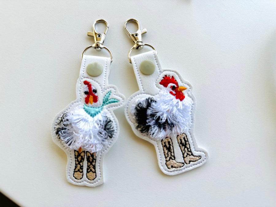 Cowboy Boots Fringed Chicken Keychain