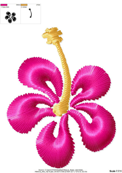 Mini Satin Stitch Hibiscus Flower