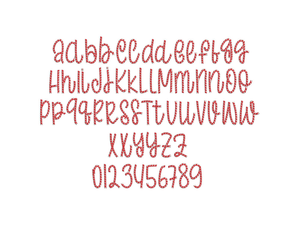Christmas Candy Cane Font – Sizes 1.2" 1.4" 1.7" 2" 2.6" 3" BX Digital Font File | Artapli
