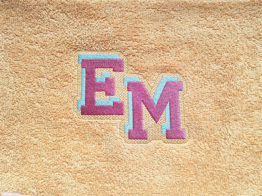 Block Varsity Shadow Font Fill Stitch