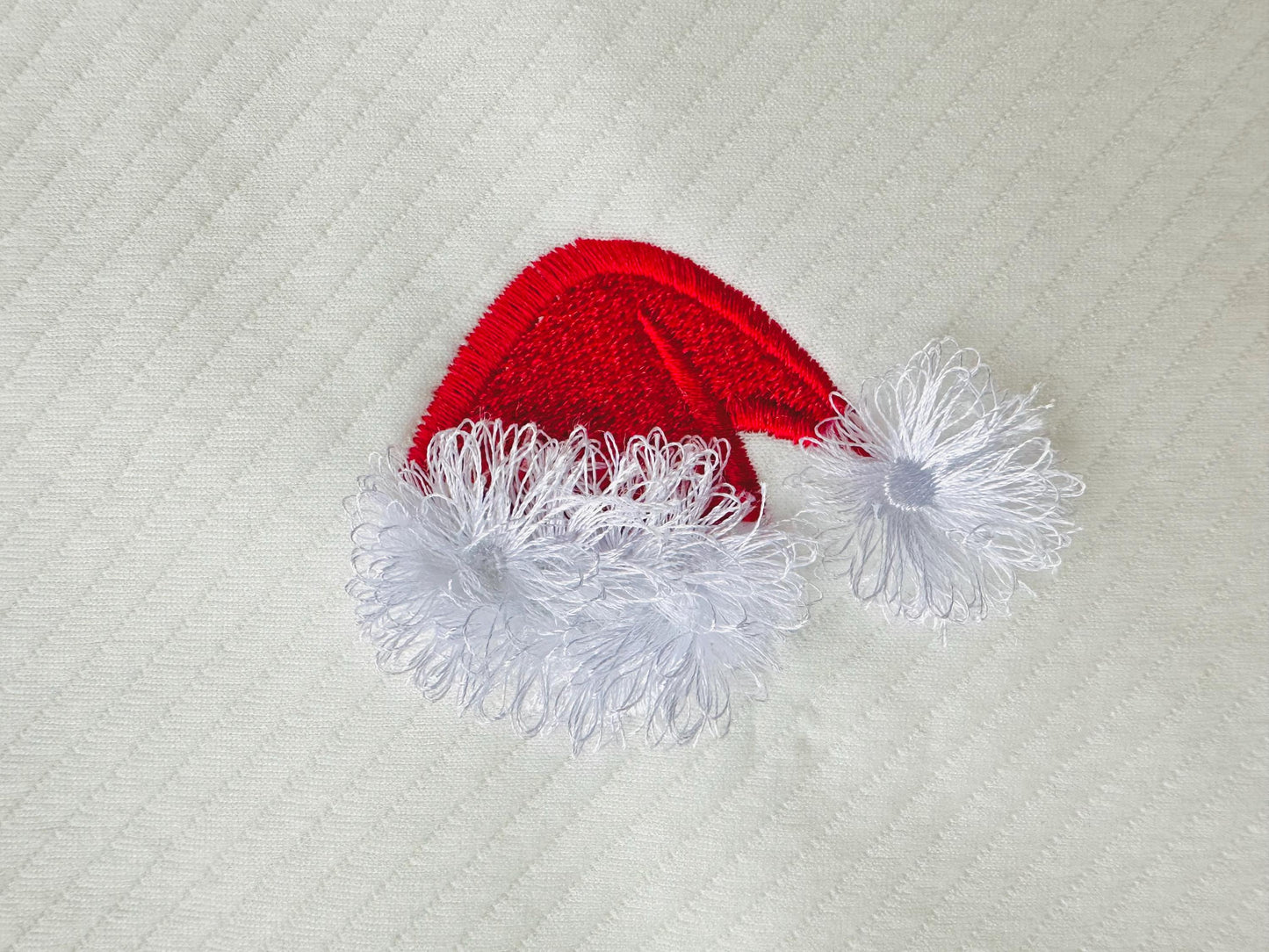 Small Mini Santa hat fringed fluffy Christmas machine embroidery