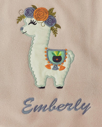 Little Baby Llama with Floral Crown Applique