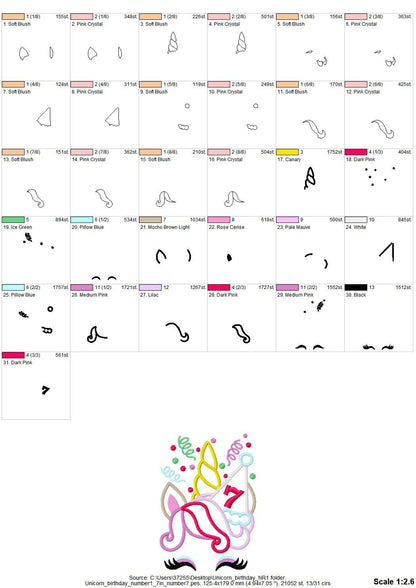 Festive Unicorn Birthday Number 7