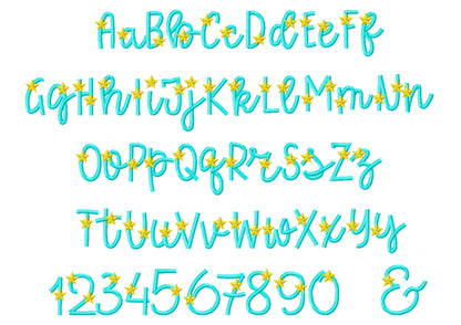 Starred Satin Stitch Line Font