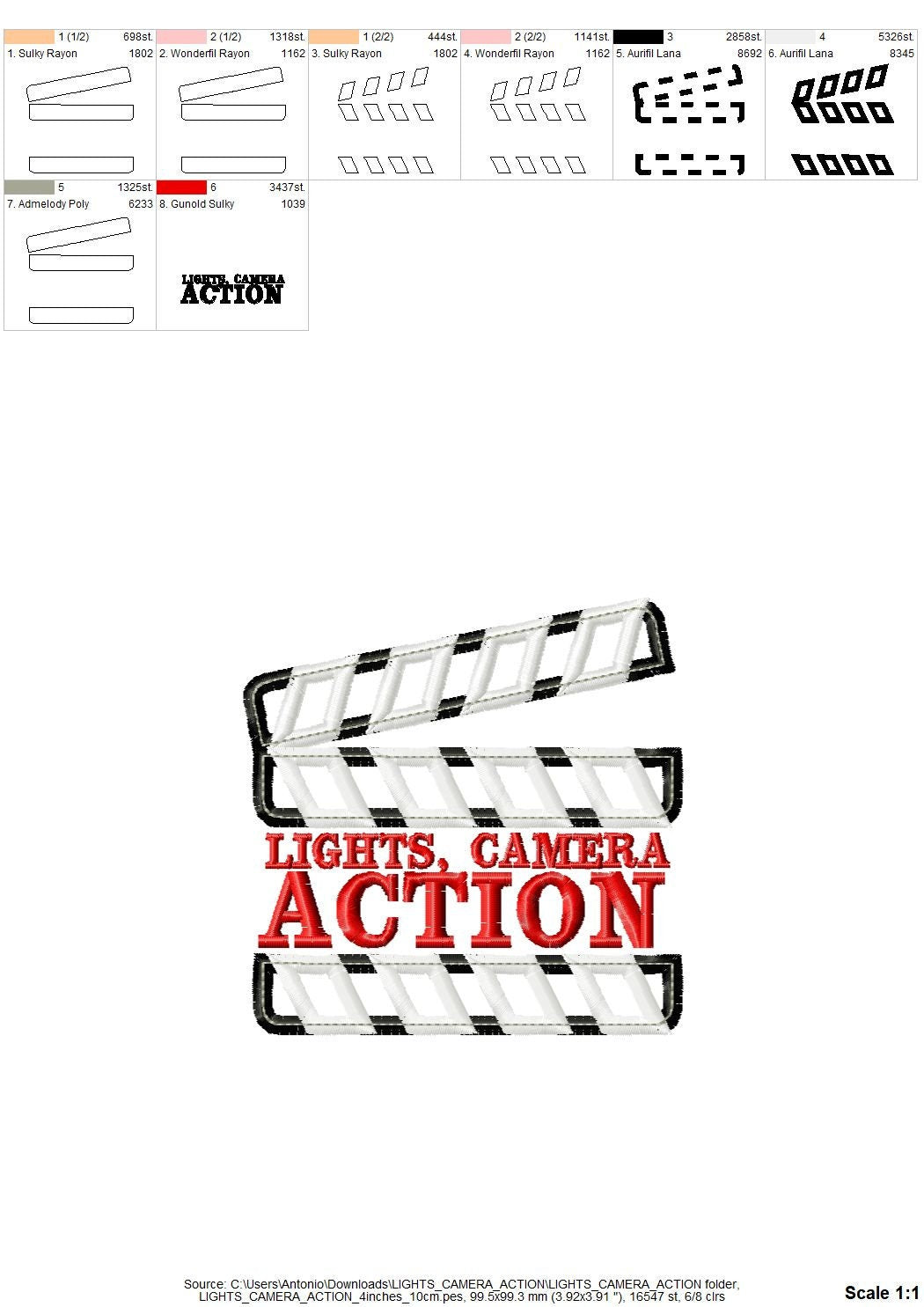 Lights Camera Action Applique