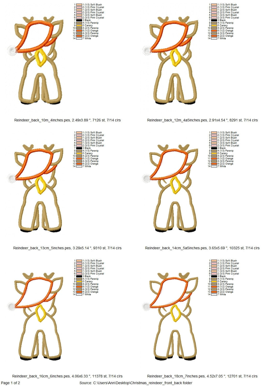 Christmas Reindeer Rudolph front and back, rear view, machine