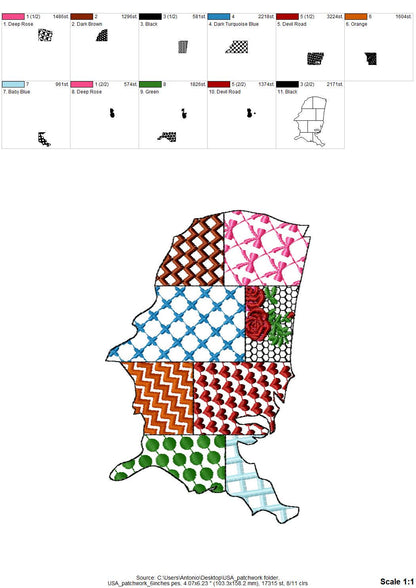 Patchwork USA States patterned US outline silhouette United States of