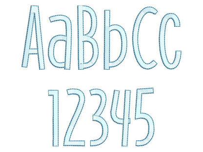 Satin Stitch And Outline Thin Tall Font