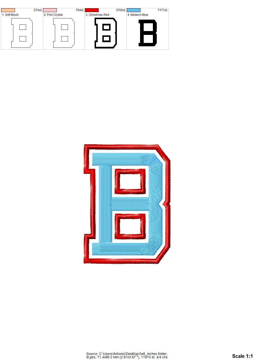 2-Color Athletic Sport Font Applique