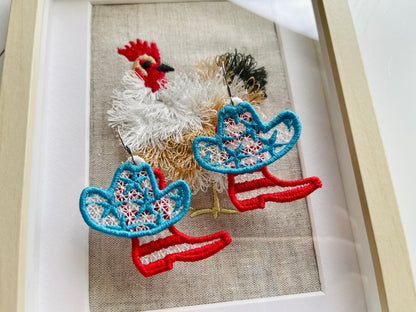 Patriotic Cowgirl Boots And Hat Earrings