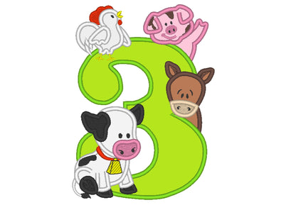 Farm Animals Birthday Number 3