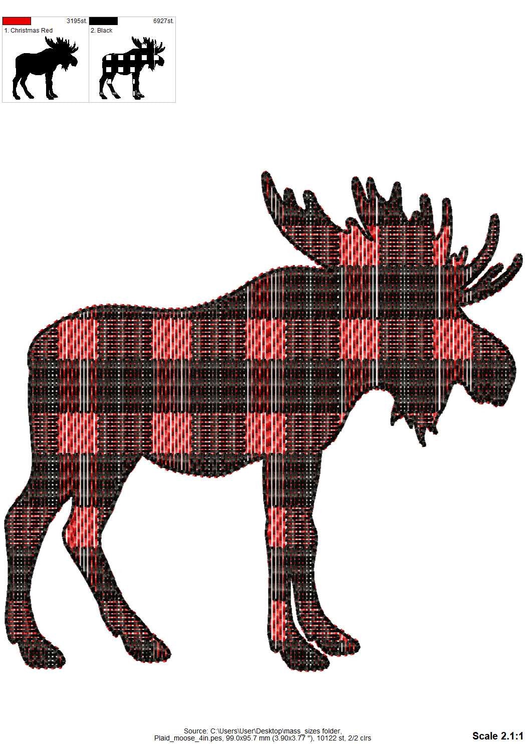 Gingham Plaid Moose Silhouette