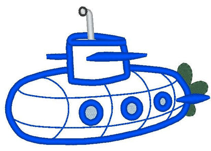 Submarine machine embroidery applique and filled design