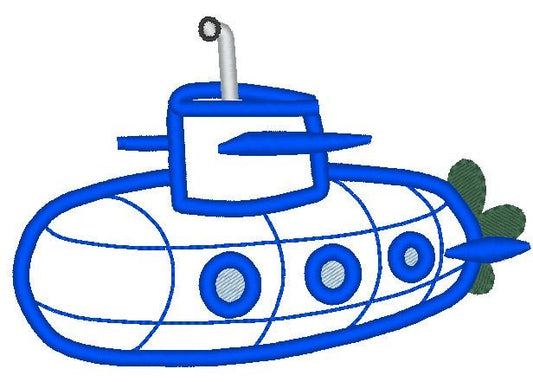 Submarine machine embroidery applique and filled design
