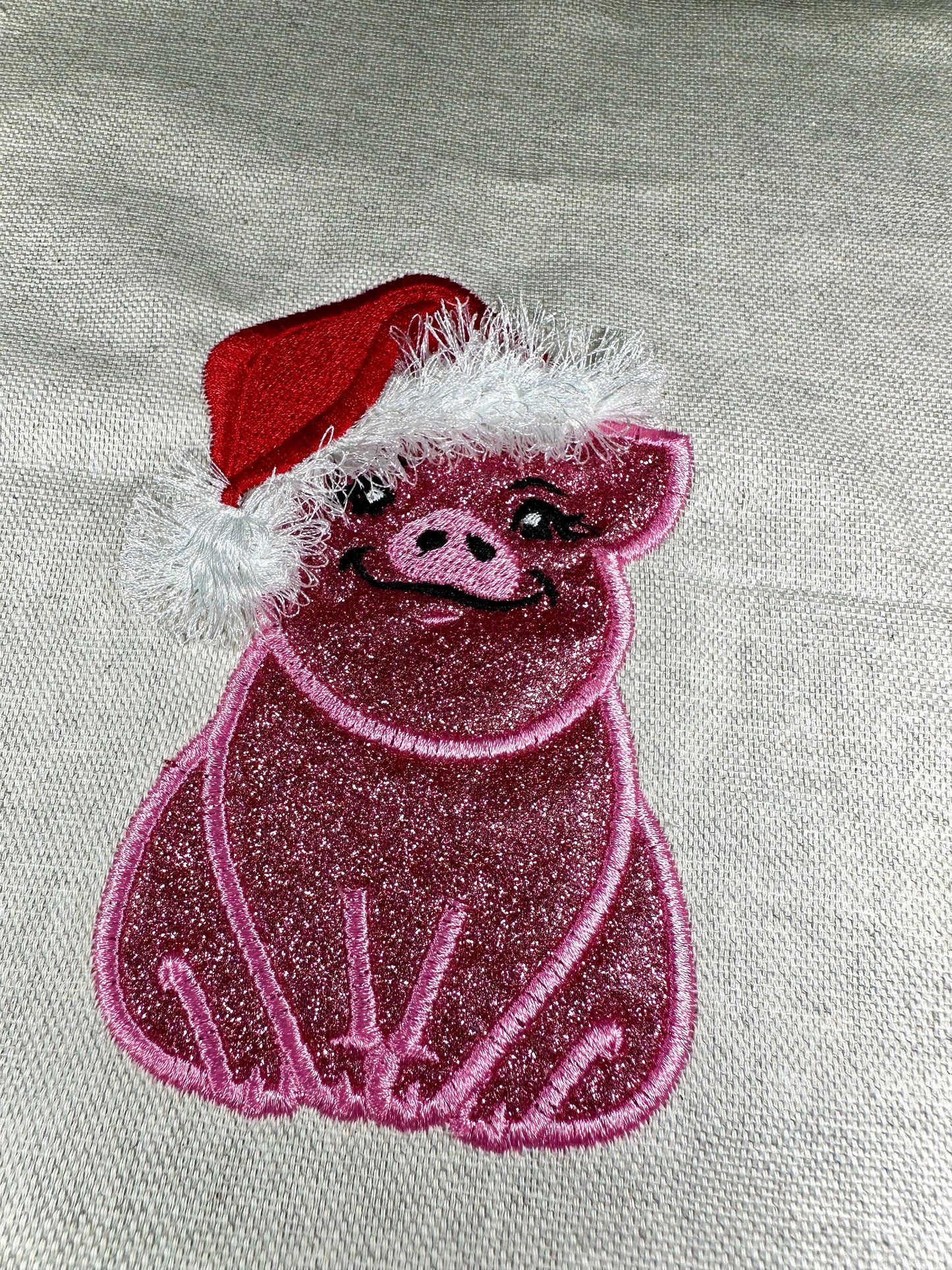 Fringed Little Pig with Santa Hat