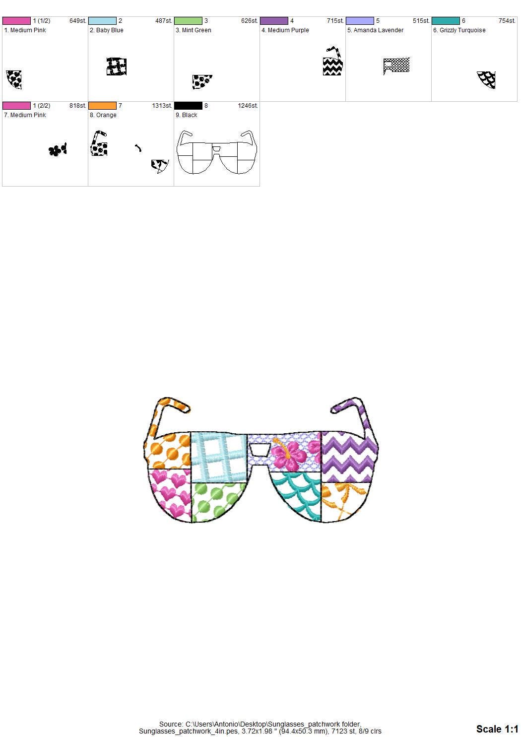 Patchwork Summer Sunglasses beach pool party outfit Sunglasses