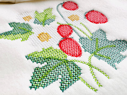 Cross stitch Strawberry Wild Strawberries woodland forest garden