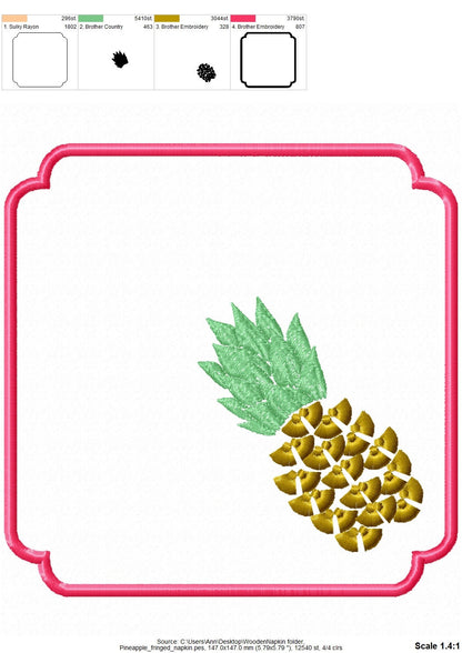 Fringed Pineapple Napkin ITH