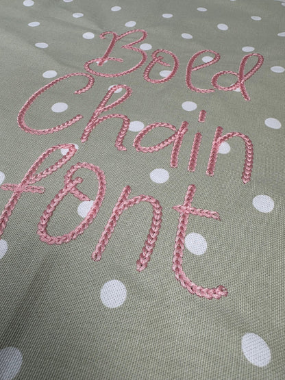 Narrow Bold Authentic Hand Chain stitch FONT machine embroidery designs