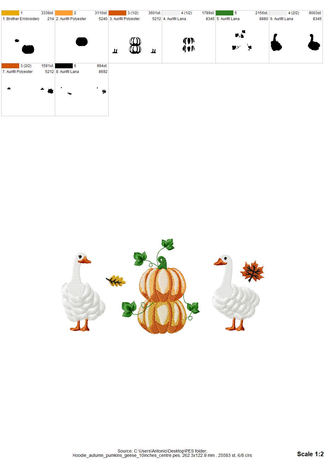 Thanksgiving Fall Pumpkin Goose SET of 5 designs Bows in a row Bow